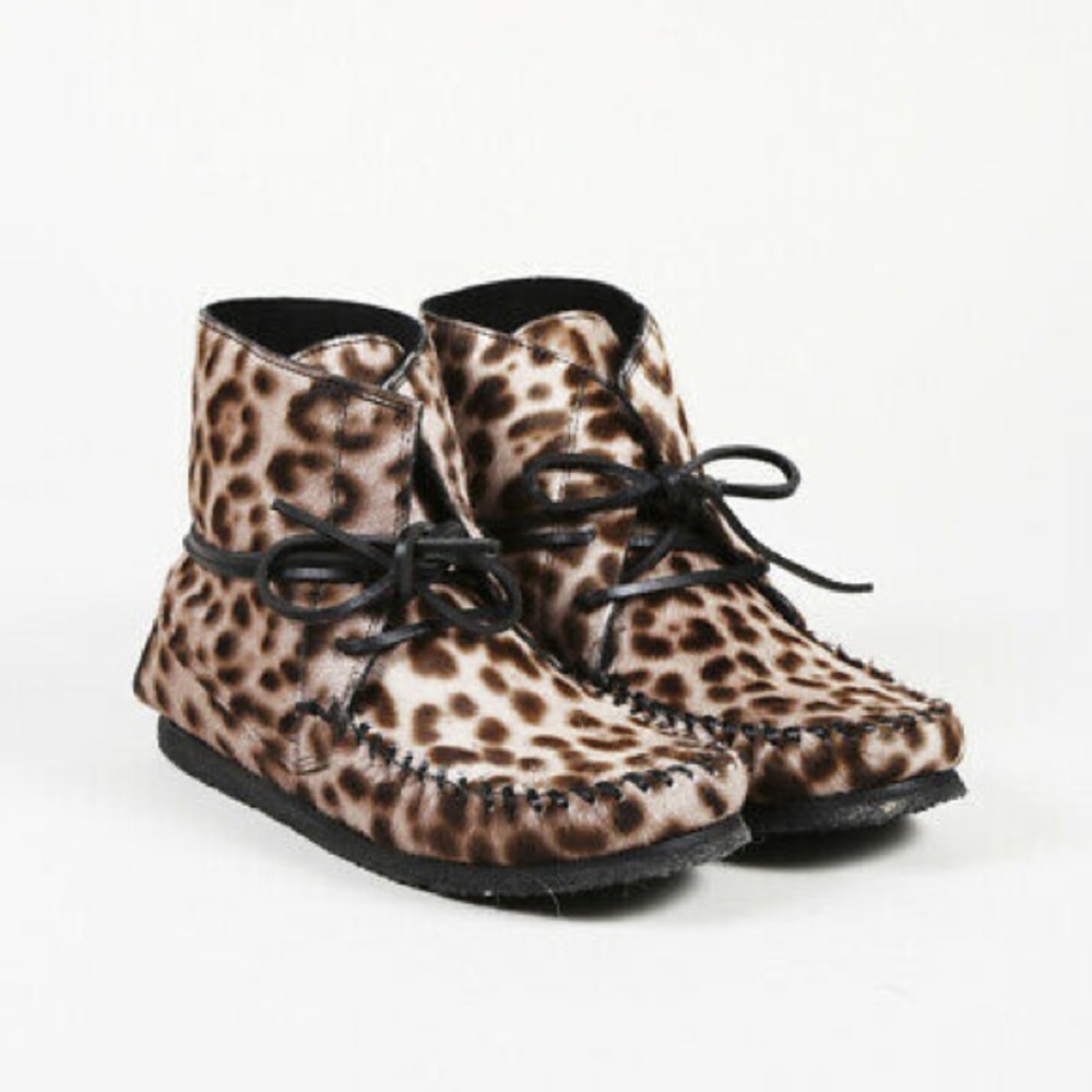 Isabel Marant Animal Print Calf Hair Moccasins